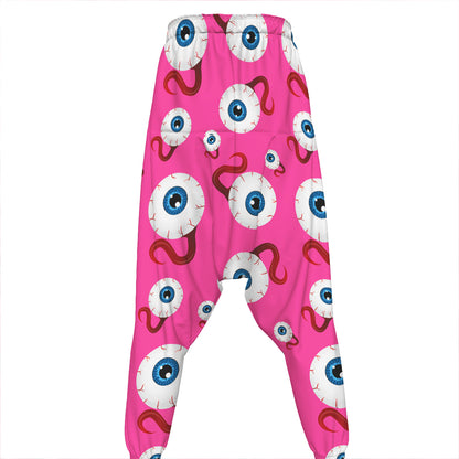 Human Eyeball Pattern Print Hammer Pants