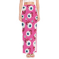 Human Eyeball Pattern Print High Slit Maxi Skirt