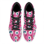 Human Eyeball Pattern Print High Top Leather Sneakers