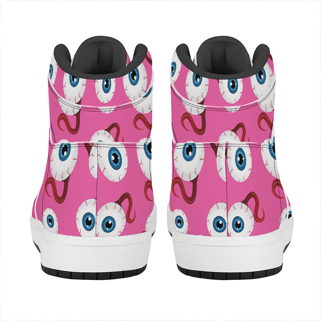 Human Eyeball Pattern Print High Top Leather Sneakers