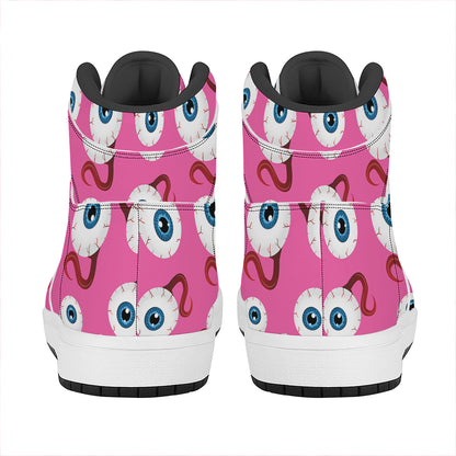 Human Eyeball Pattern Print High Top Leather Sneakers