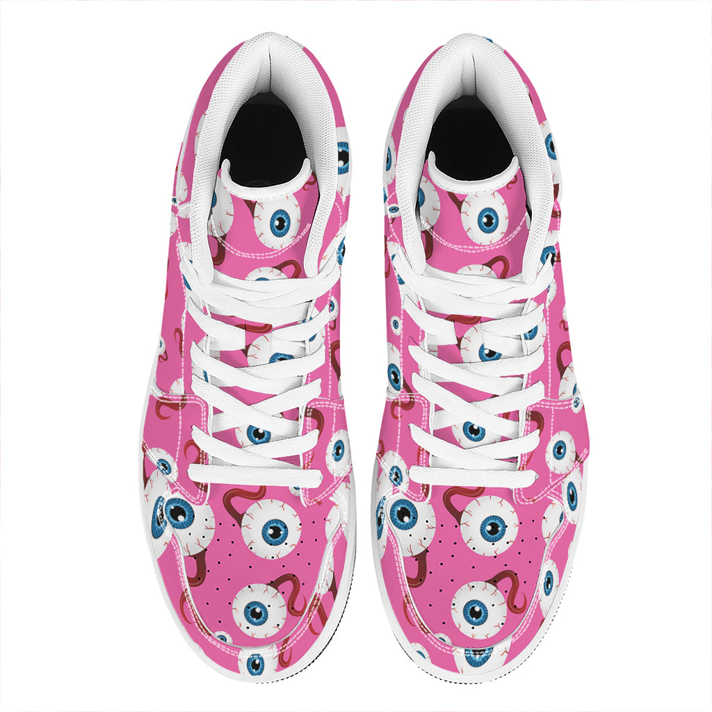 Human Eyeball Pattern Print High Top Leather Sneakers