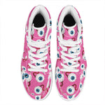 Human Eyeball Pattern Print High Top Leather Sneakers