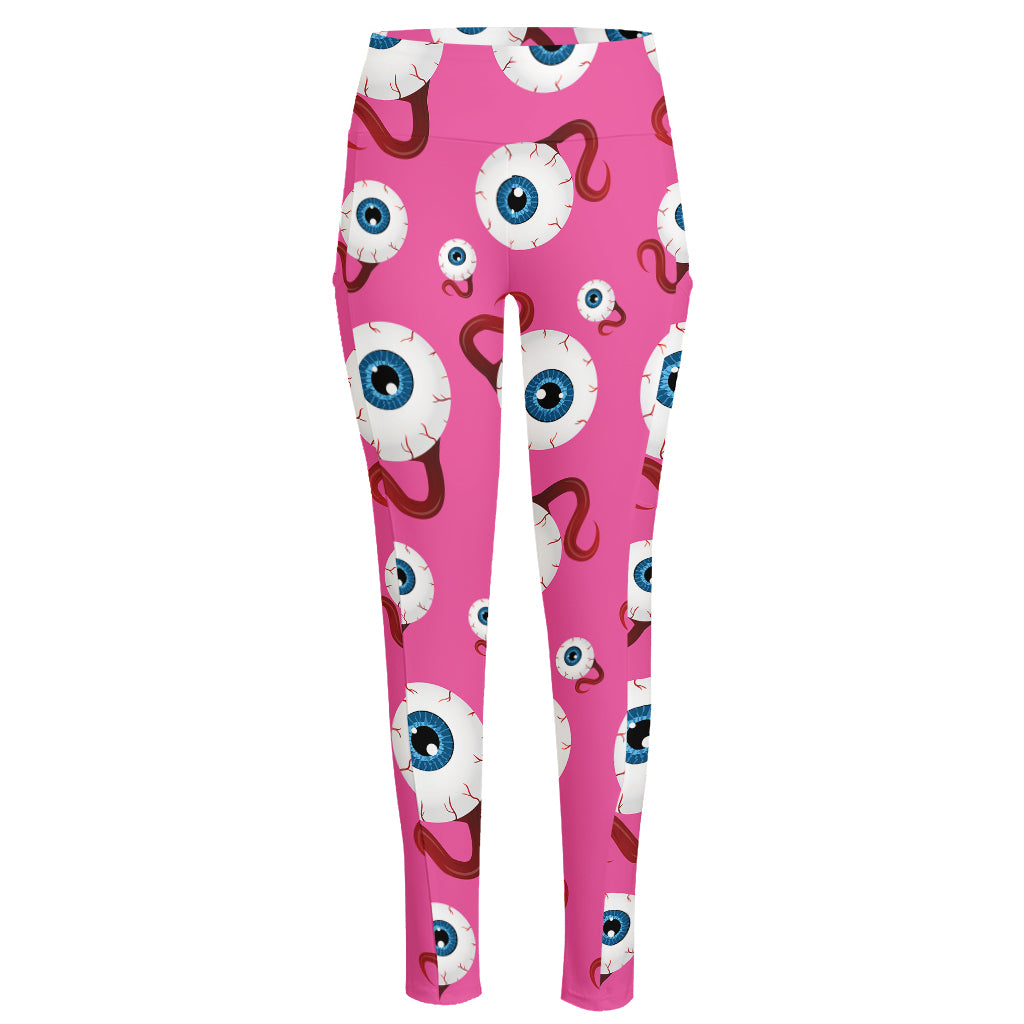 Human Eyeball Pattern Print High-Waisted Pocket Leggings