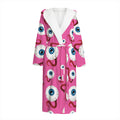 Human Eyeball Pattern Print Hooded Bathrobe