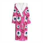 Human Eyeball Pattern Print Hooded Bathrobe