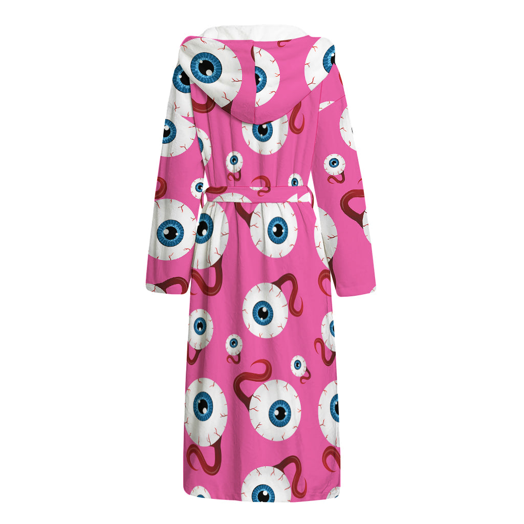Human Eyeball Pattern Print Hooded Bathrobe