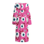 Human Eyeball Pattern Print Hooded Bathrobe