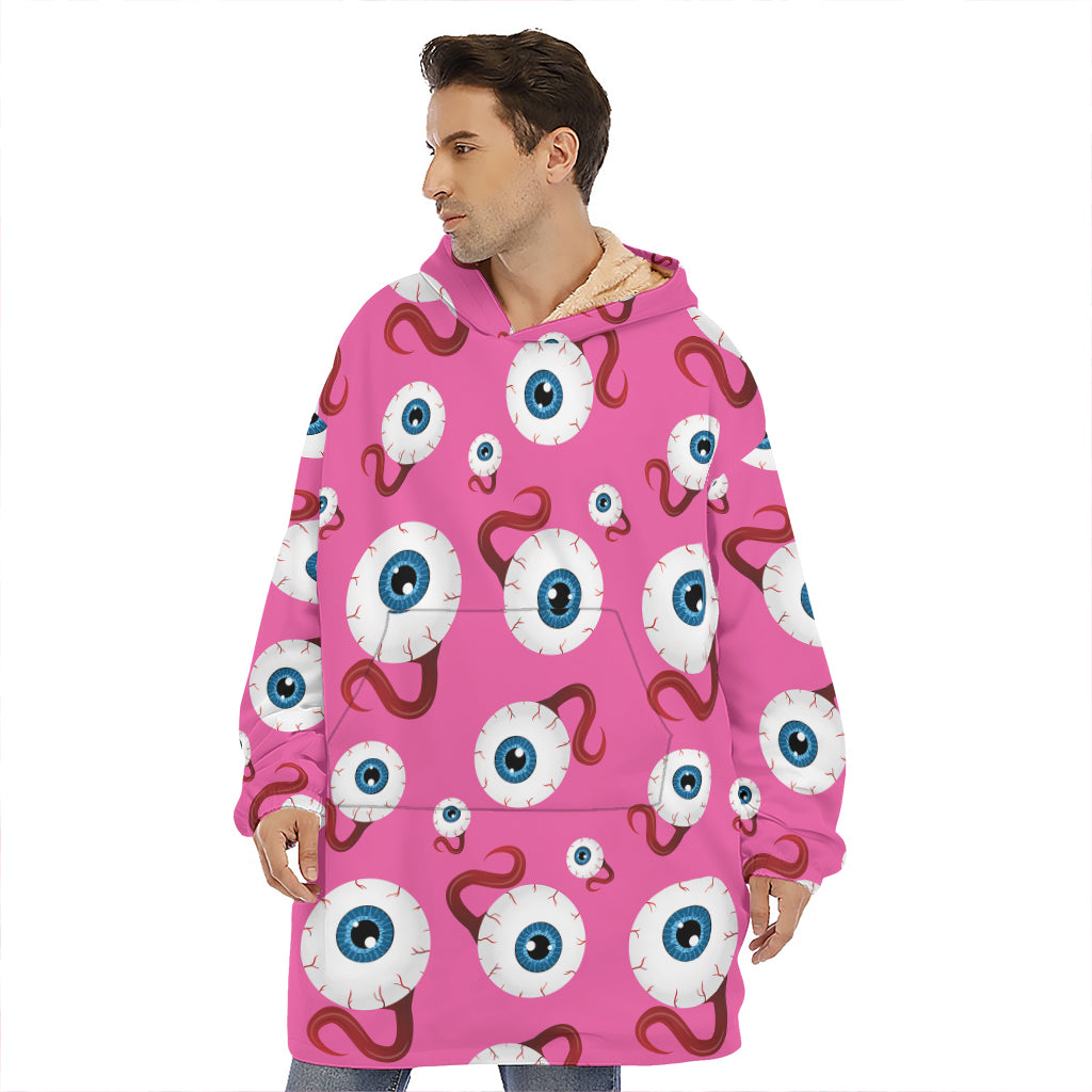 Human Eyeball Pattern Print Hoodie Blanket