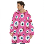 Human Eyeball Pattern Print Hoodie Blanket