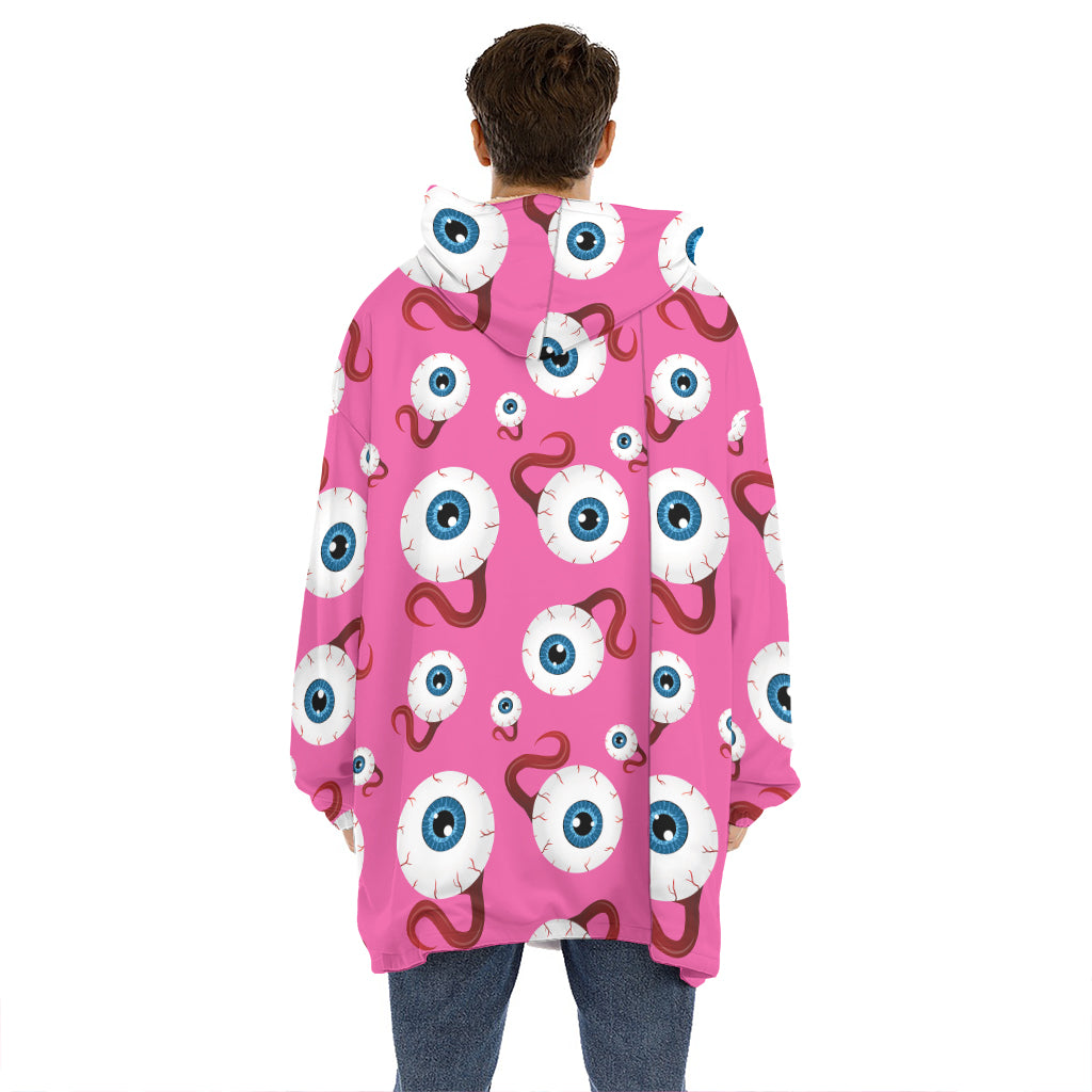 Human Eyeball Pattern Print Hoodie Blanket
