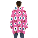 Human Eyeball Pattern Print Hoodie Blanket