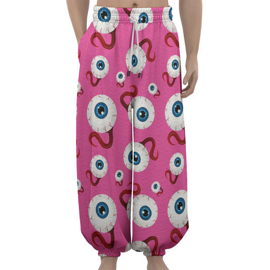 Human Eyeball Pattern Print Lantern Pants