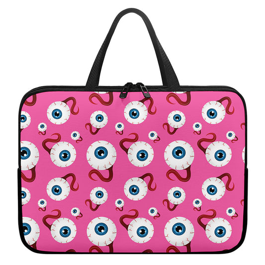 Human Eyeball Pattern Print Laptop Sleeve With Handle