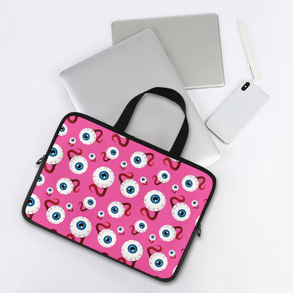 Human Eyeball Pattern Print Laptop Sleeve With Handle