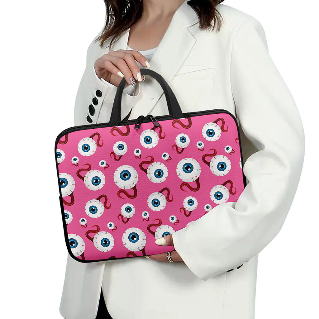 Human Eyeball Pattern Print Laptop Sleeve With Handle