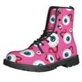 Human Eyeball Pattern Print Lace-Up Boots