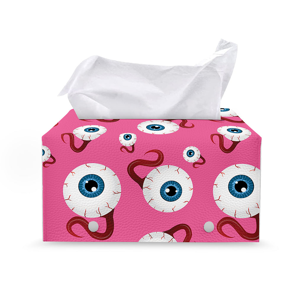 Human Eyeball Pattern Print Leather Tissue Box Cover