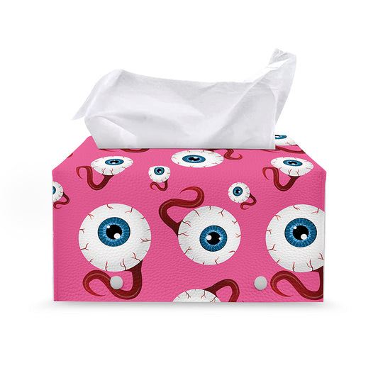 Human Eyeball Pattern Print Leather Tissue Box Cover