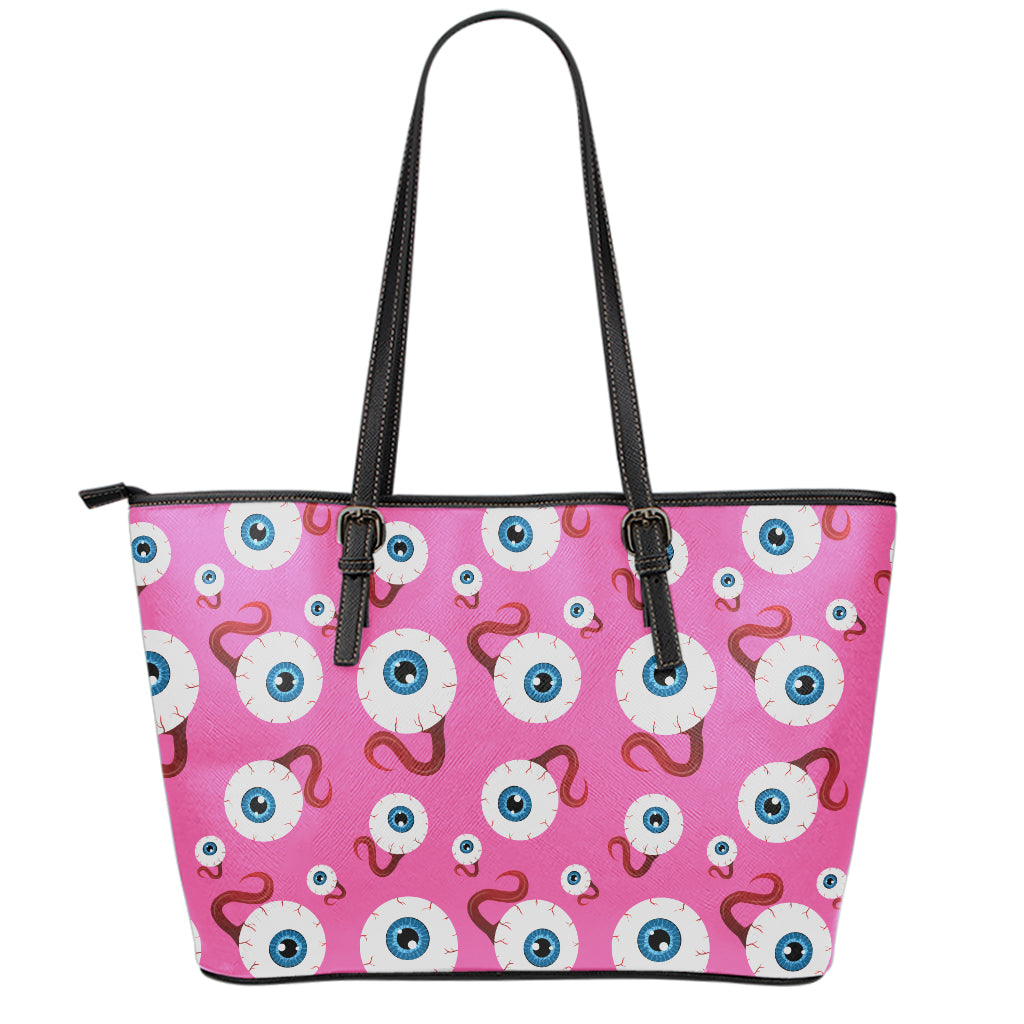 Human Eyeball Pattern Print Leather Tote Bag
