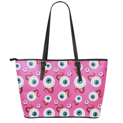 Human Eyeball Pattern Print Leather Tote Bag