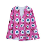 Human Eyeball Pattern Print Long Sleeve Short Coat