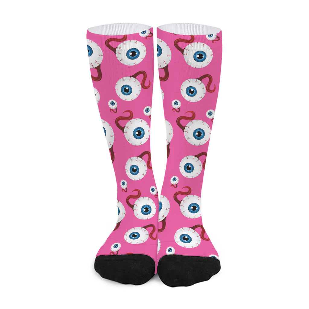 Human Eyeball Pattern Print Long Socks