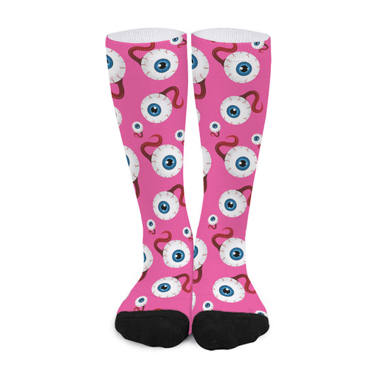 Human Eyeball Pattern Print Long Socks