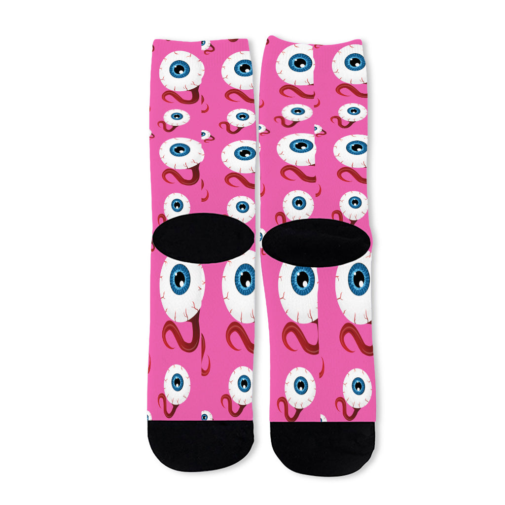 Human Eyeball Pattern Print Long Socks