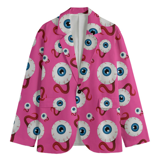 Human Eyeball Pattern Print Men's Cotton Blazer