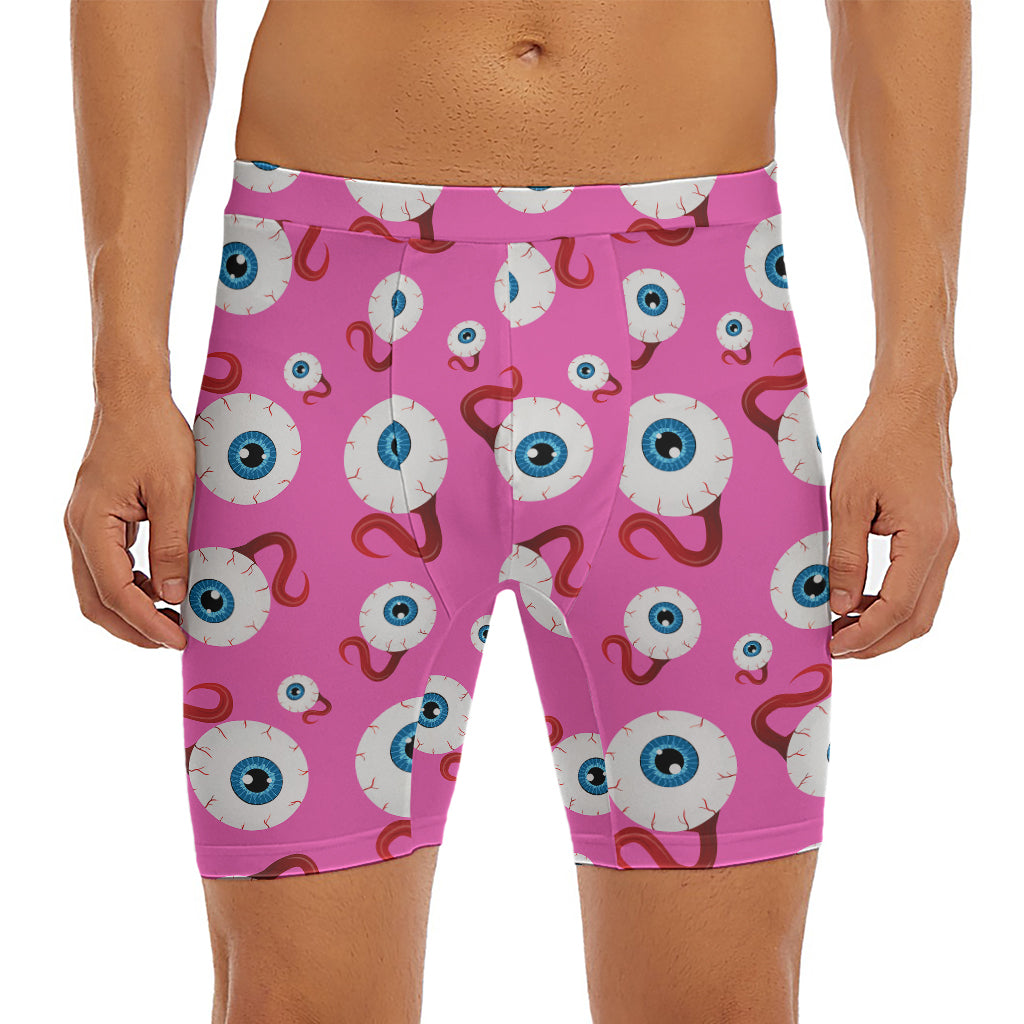 Human Eyeball Pattern Print Men's Long Boxer Briefs