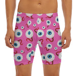 Human Eyeball Pattern Print Men's Long Boxer Briefs