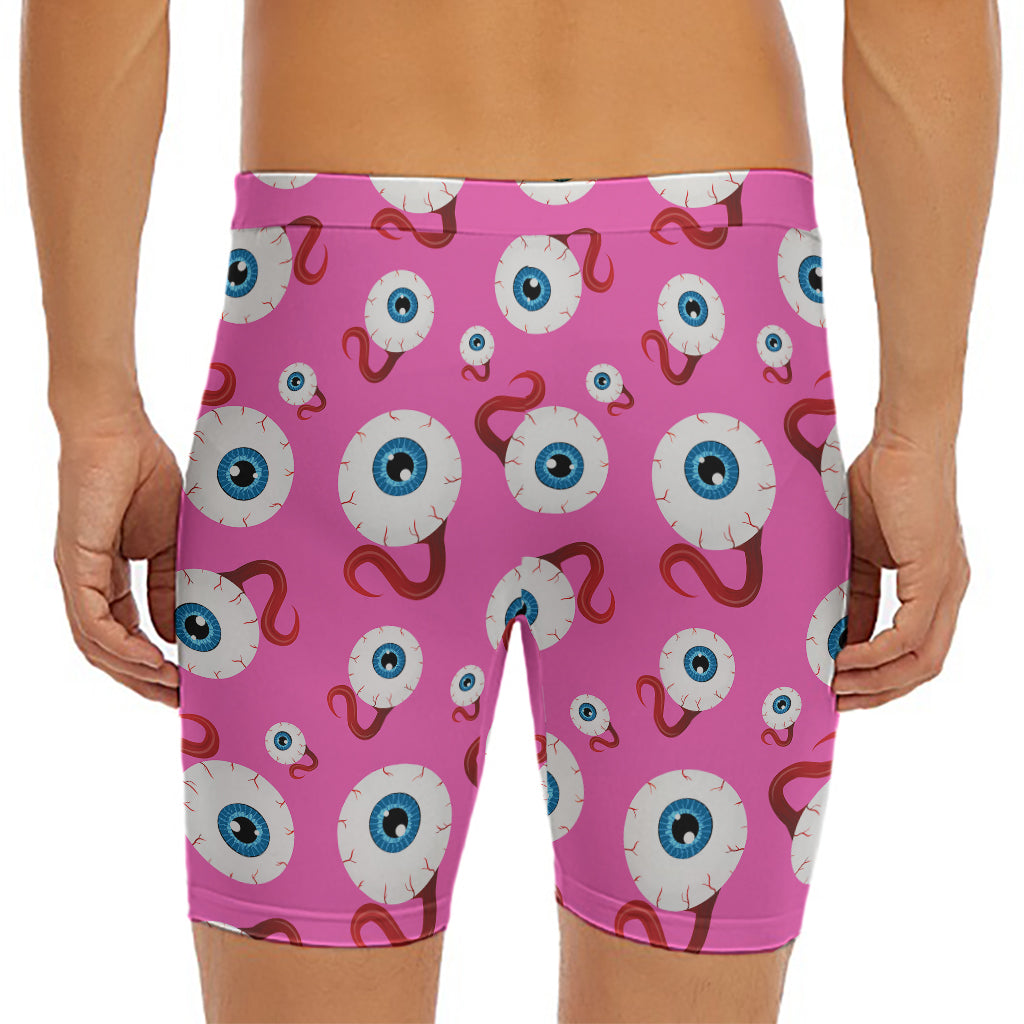Human Eyeball Pattern Print Men's Long Boxer Briefs
