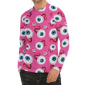 Human Eyeball Pattern Print Men's Long Sleeve Rash Guard