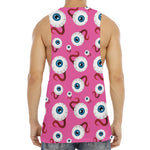 Human Eyeball Pattern Print Men's Muscle Tank Top