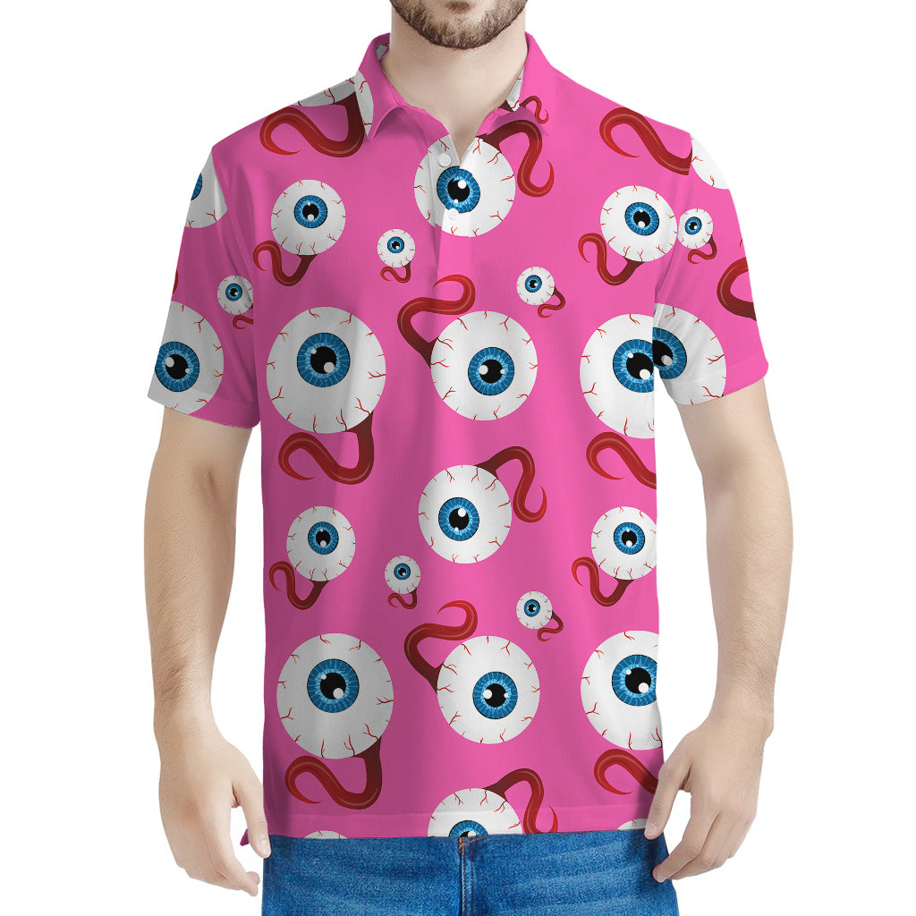 Human Eyeball Pattern Print Men's Polo Shirt
