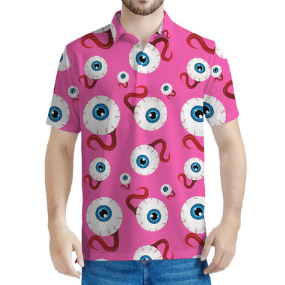 Human Eyeball Pattern Print Men's Polo Shirt