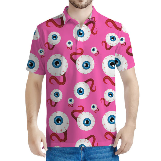 Human Eyeball Pattern Print Men's Polo Shirt