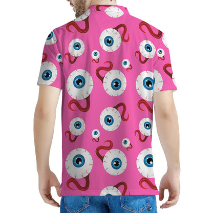 Human Eyeball Pattern Print Men's Polo Shirt