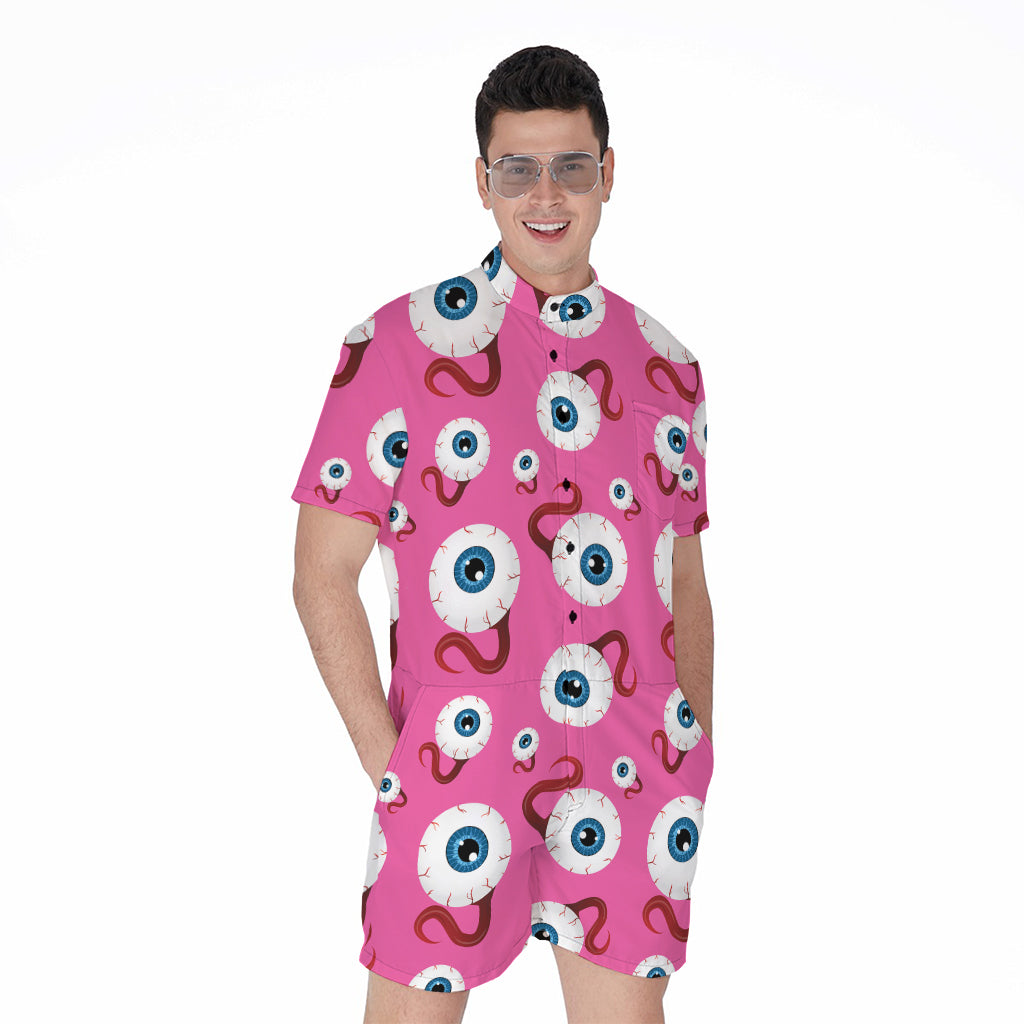 Human Eyeball Pattern Print Men's Rompers