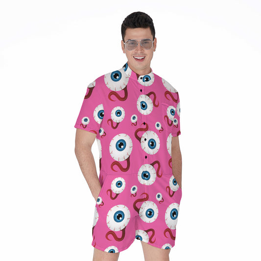 Human Eyeball Pattern Print Men's Rompers
