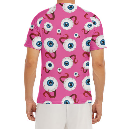 Human Eyeball Pattern Print Men's Short Sleeve Rash Guard