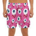 Human Eyeball Pattern Print Men's Split Running Shorts