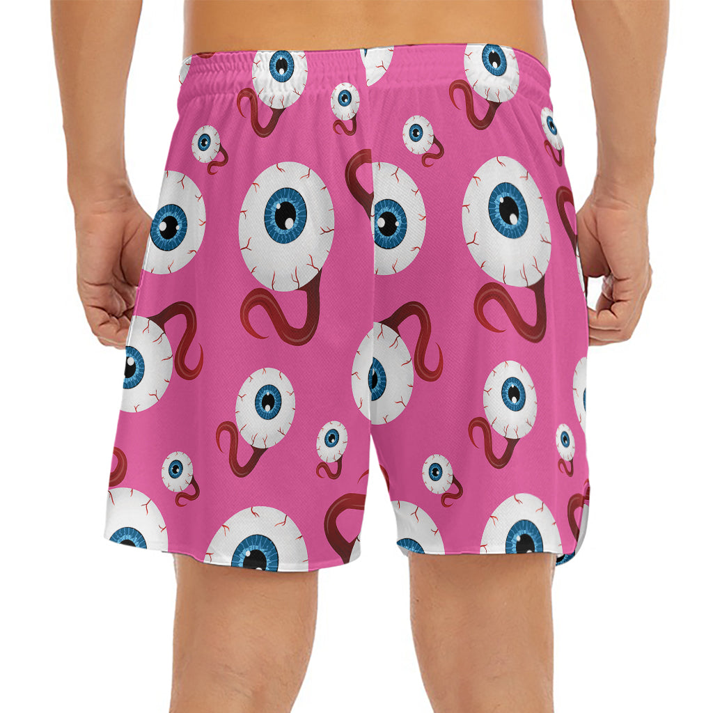 Human Eyeball Pattern Print Men's Split Running Shorts