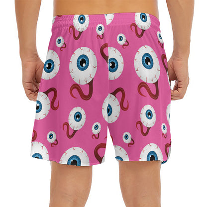 Human Eyeball Pattern Print Men's Split Running Shorts