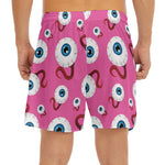 Human Eyeball Pattern Print Men's Split Running Shorts