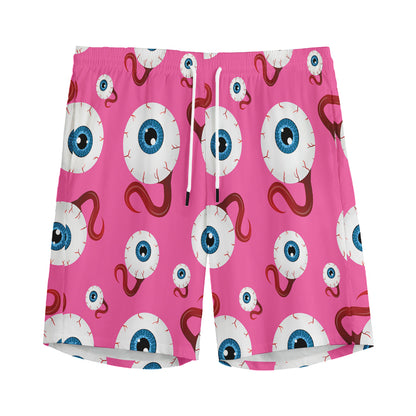 Human Eyeball Pattern Print Men's Sports Shorts