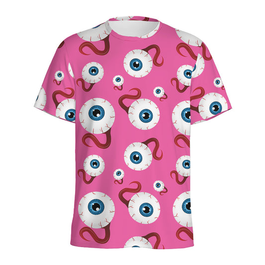 Human Eyeball Pattern Print Men's Sports T-Shirt
