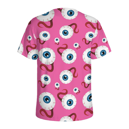 Human Eyeball Pattern Print Men's Sports T-Shirt