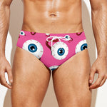 Human Eyeball Pattern Print Men's Swim Briefs